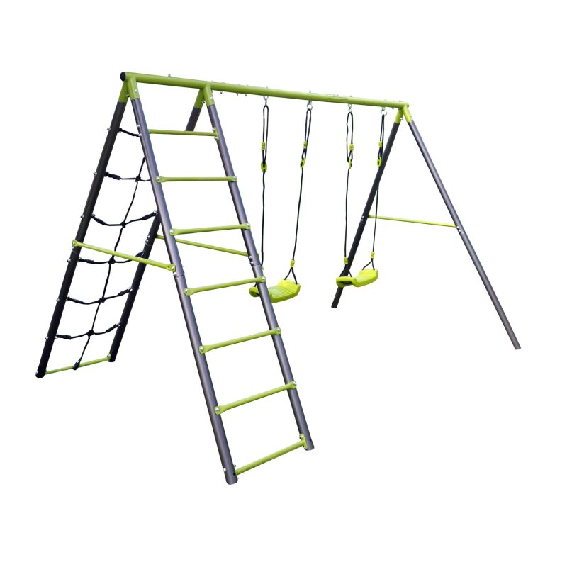 Columpio doble con red de escalada Deluxe